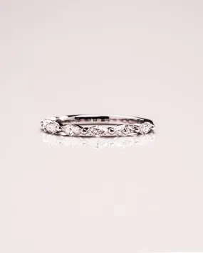 0.70 TCW Marquise Moissanite Half Eternity Wedding Band