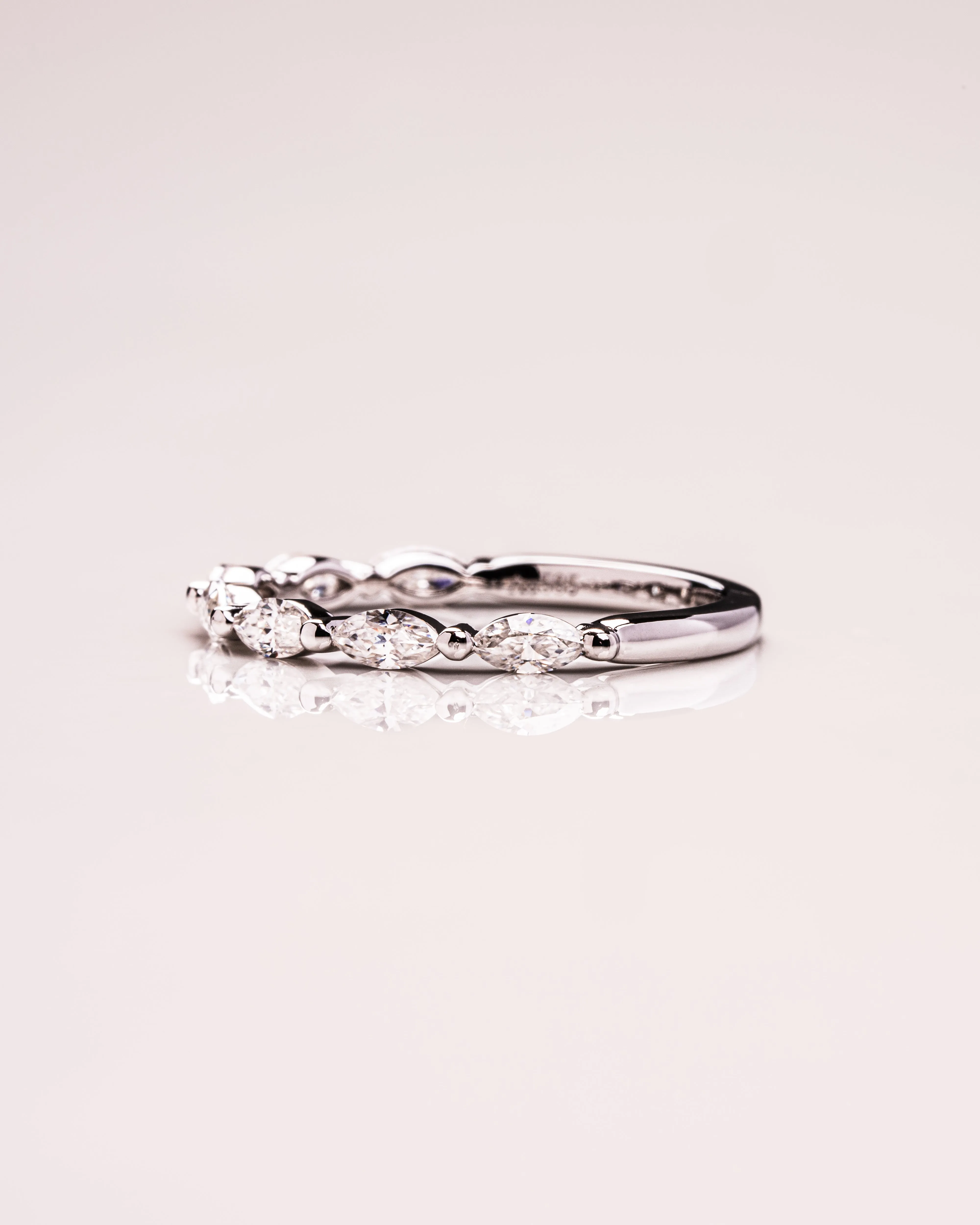 0.70 TCW Marquise Moissanite Half Eternity Wedding Band