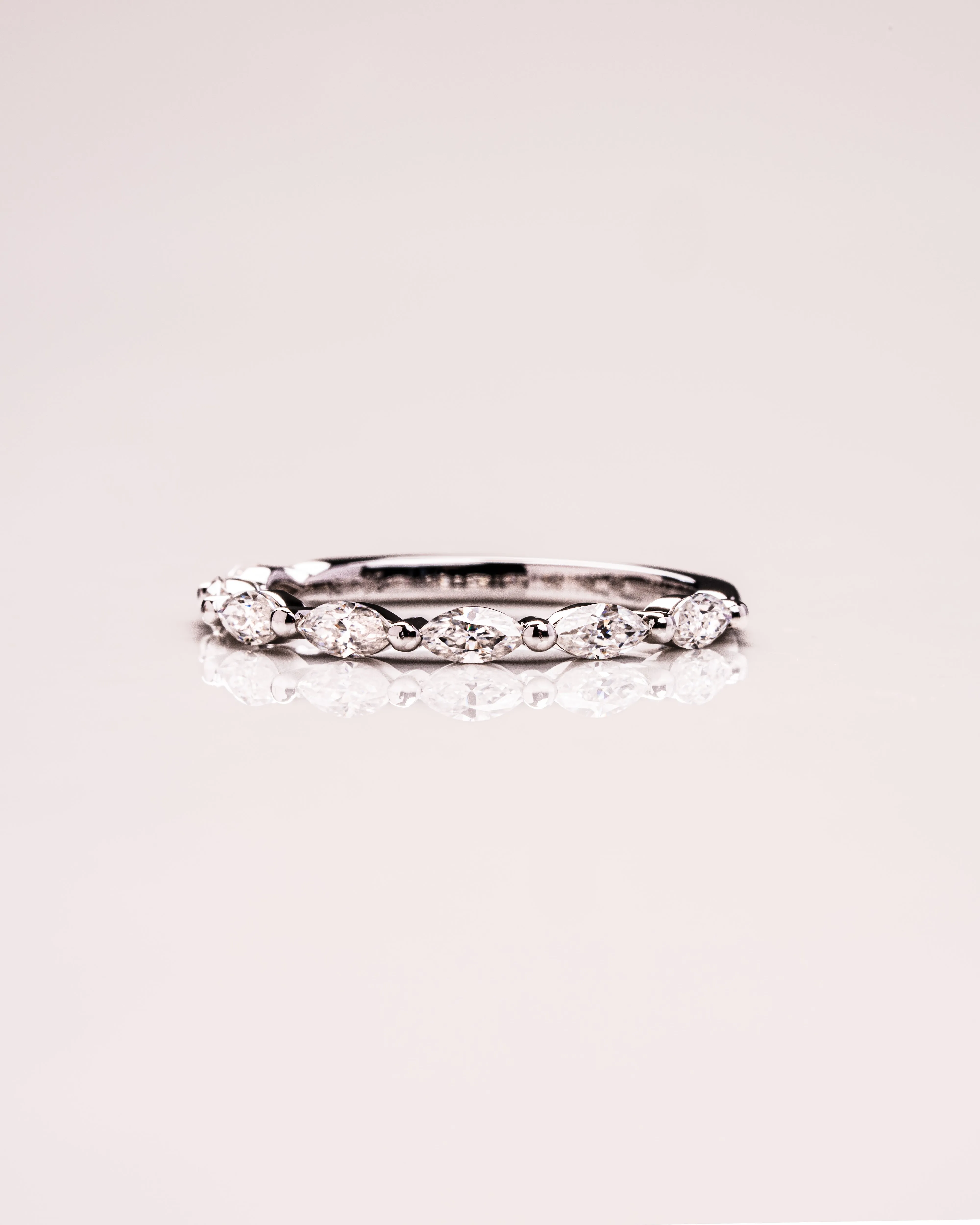 0.70 TCW Marquise Moissanite Half Eternity Wedding Band