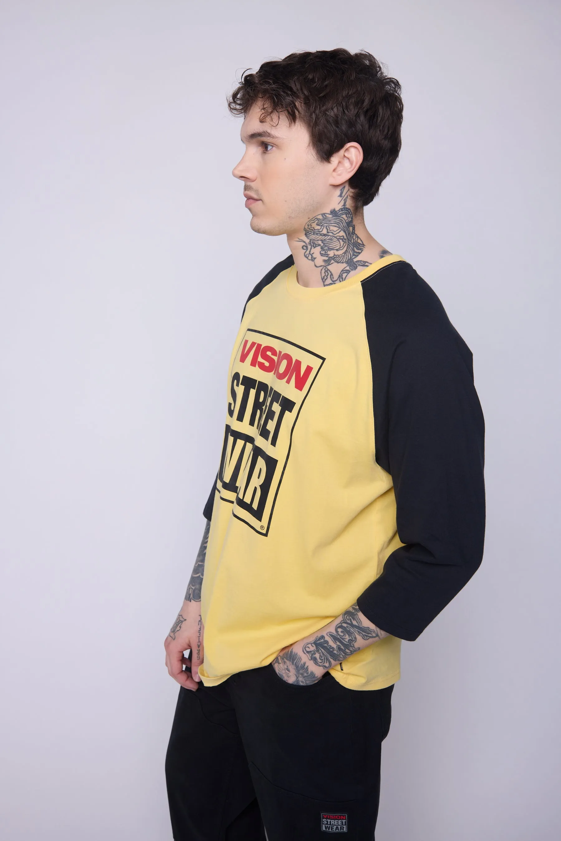 3/4 Raglan Sleeve Box Logo Print - Butter