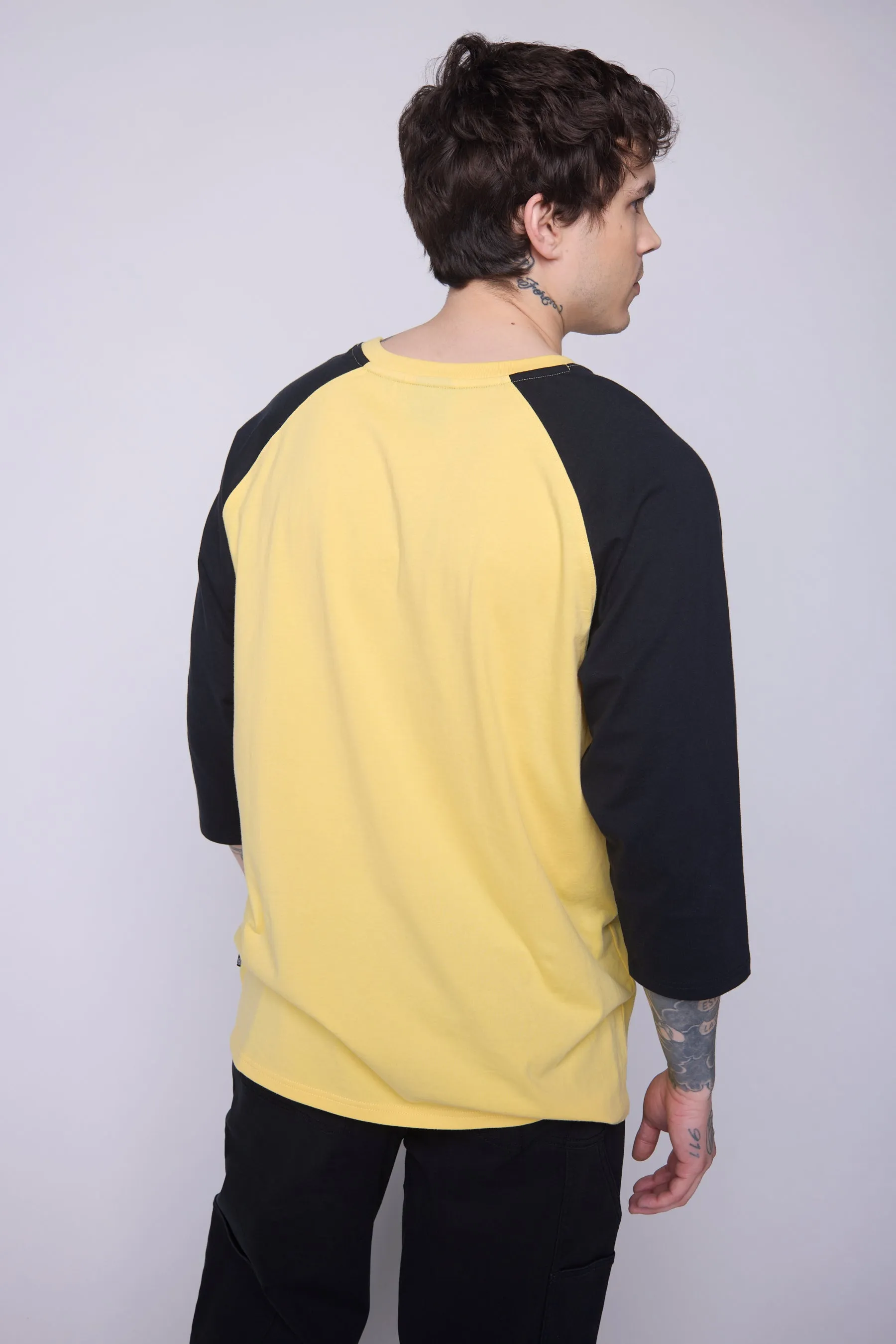 3/4 Raglan Sleeve Box Logo Print - Butter