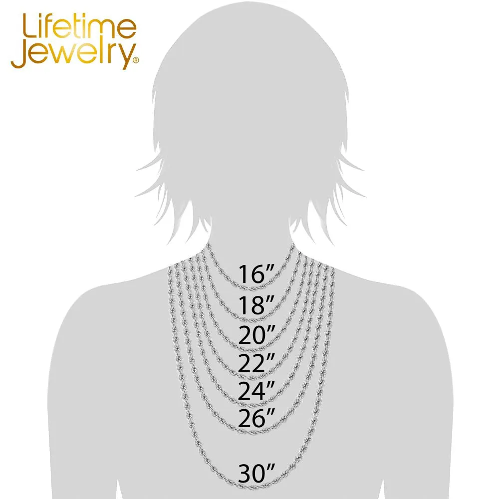 6mm Rope Chain Necklace  (Rhodium)