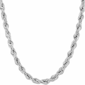 6mm Rope Chain Necklace  (Rhodium)