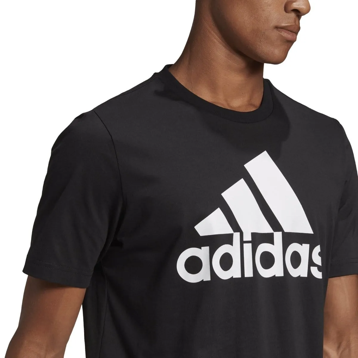 ADIDAS MEN'S ESSENTIALS BLACK BIG LOGO TEE