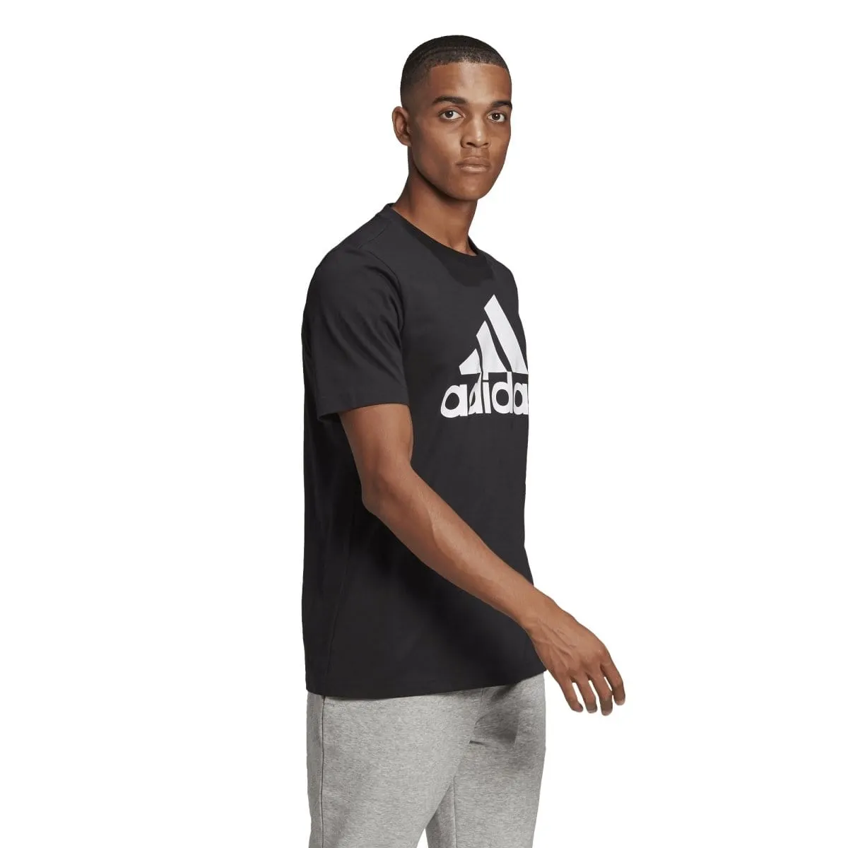 ADIDAS MEN'S ESSENTIALS BLACK BIG LOGO TEE