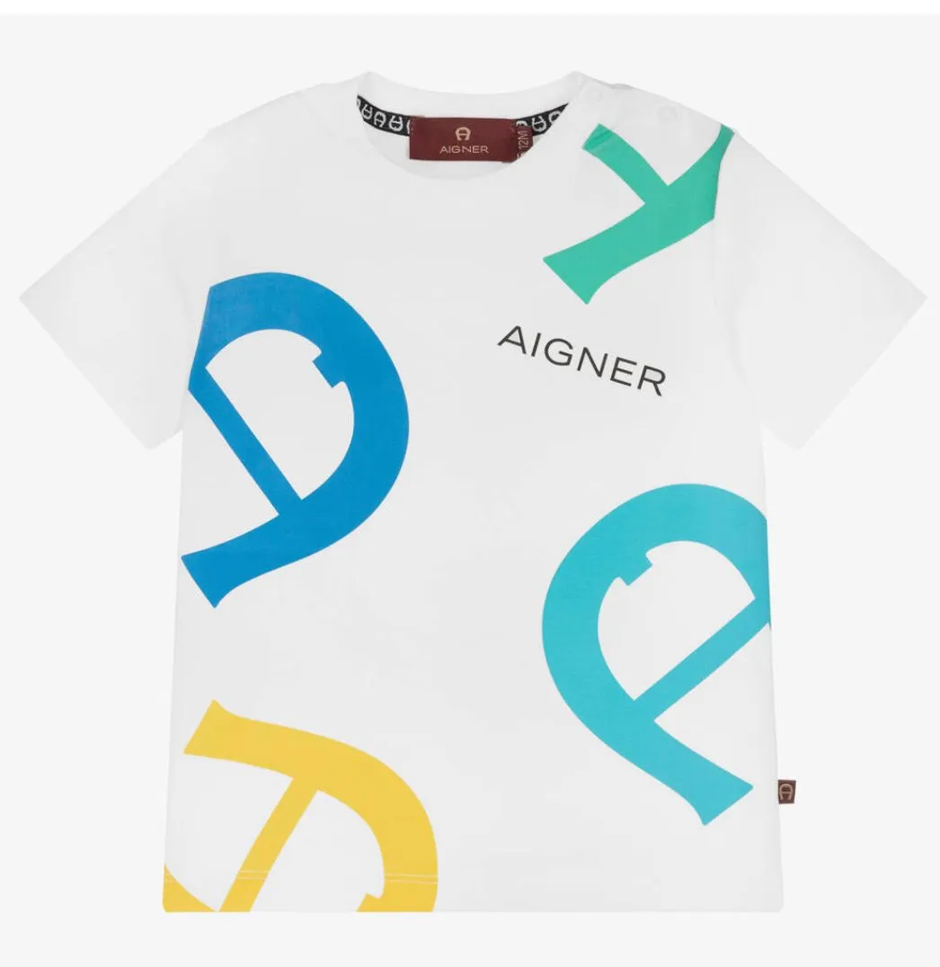 Aigner T-Shirt Multicolour Logos White