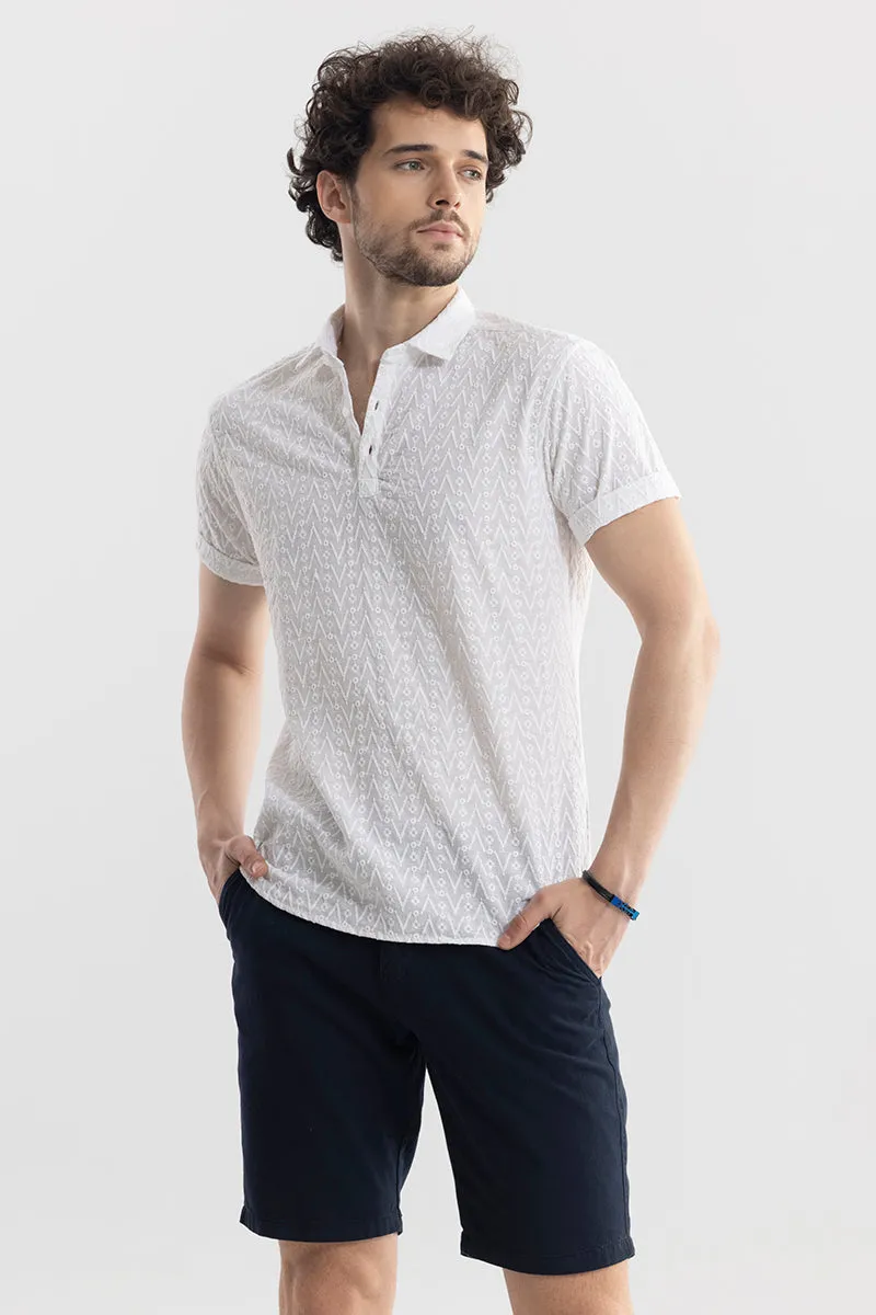 Arrow Dot White Polo T-Shirt