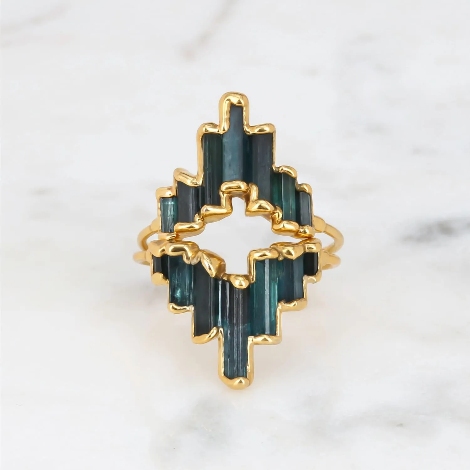 Art Deco Witchy Blue Tourmaline Ring