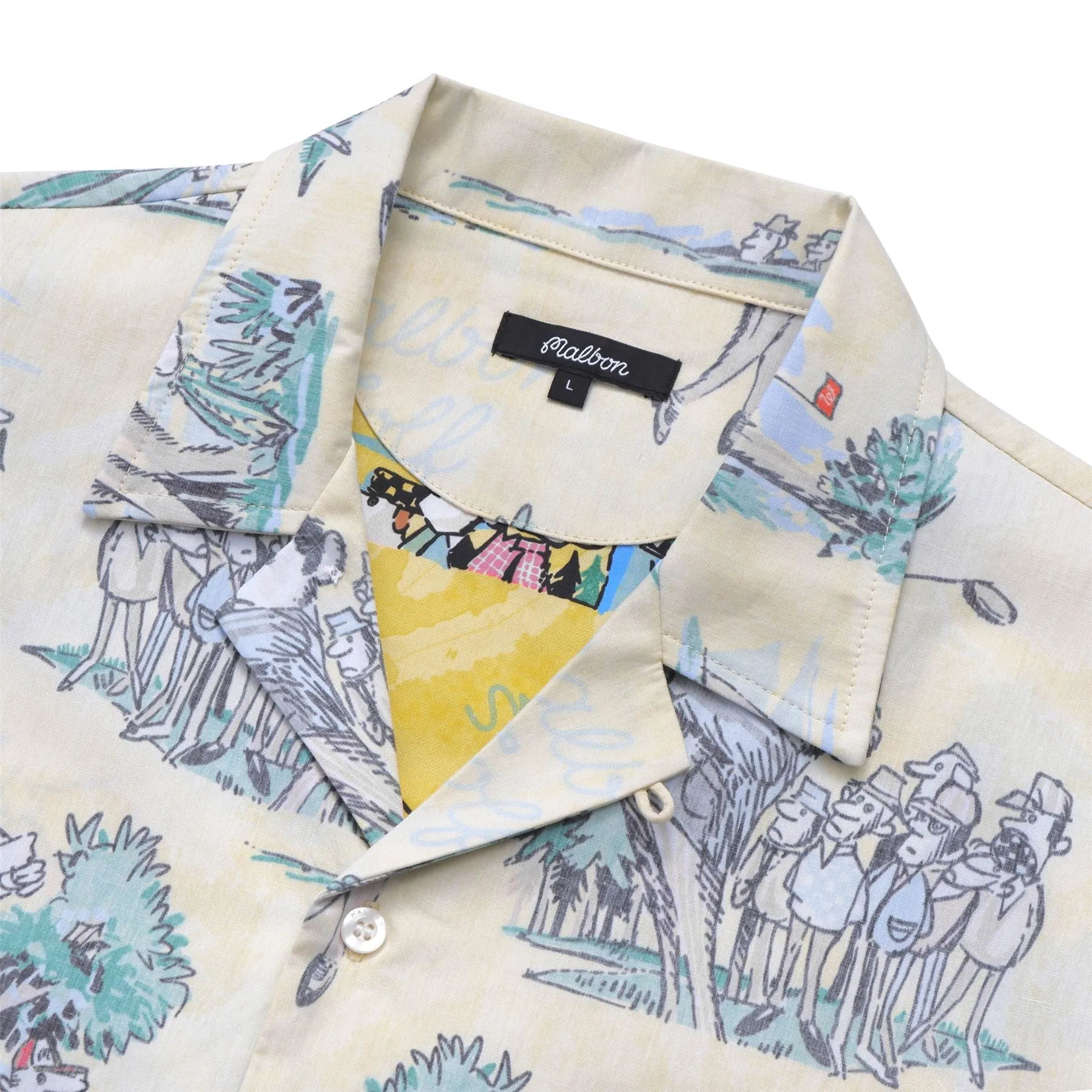 Augusta Patrons Print Camp Shirt Yellow - SU24