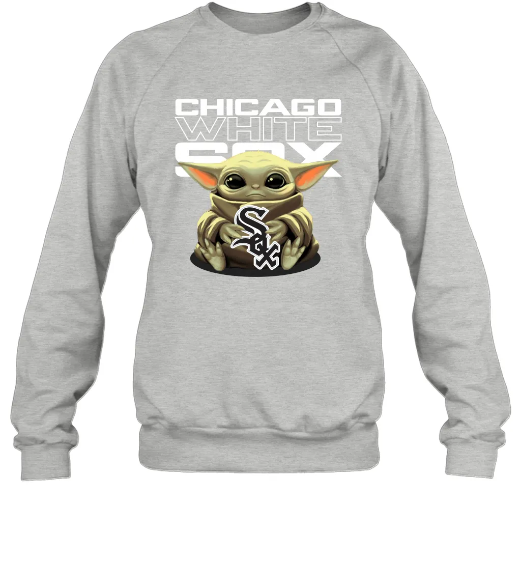 Baby Yoda Hugs Loves The Chicago White Sox Baseball Adult Sweatshirt