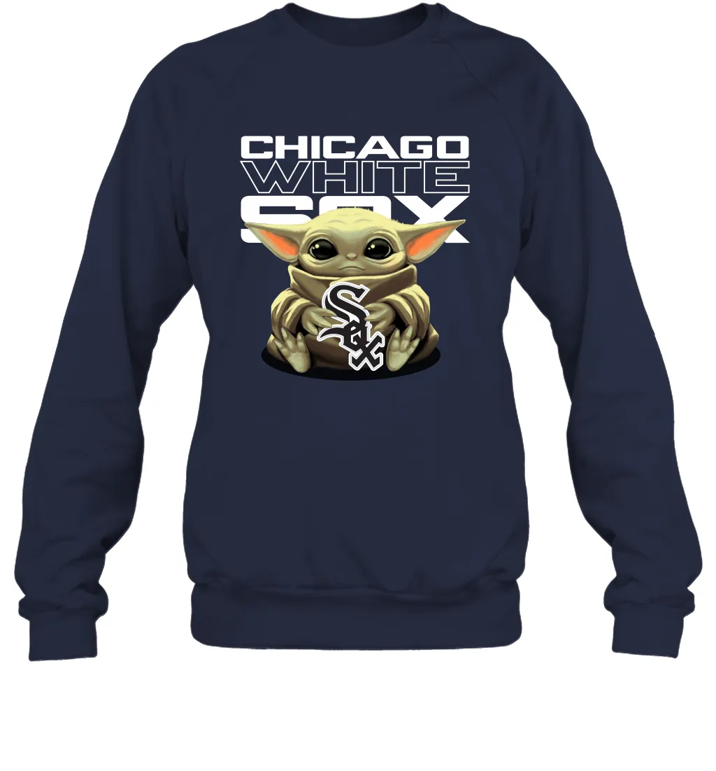 Baby Yoda Hugs Loves The Chicago White Sox Baseball Adult Sweatshirt