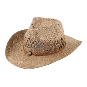 Band Detailed Open Weave Panama Cowboy Straw Hat