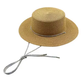 Bling Chin Tie Straw Sun Hat