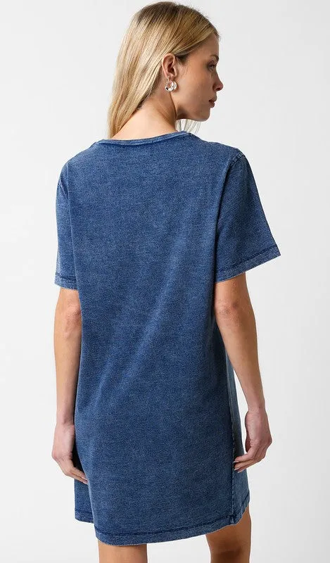 Blue Acid Wash T-Shirt Dress