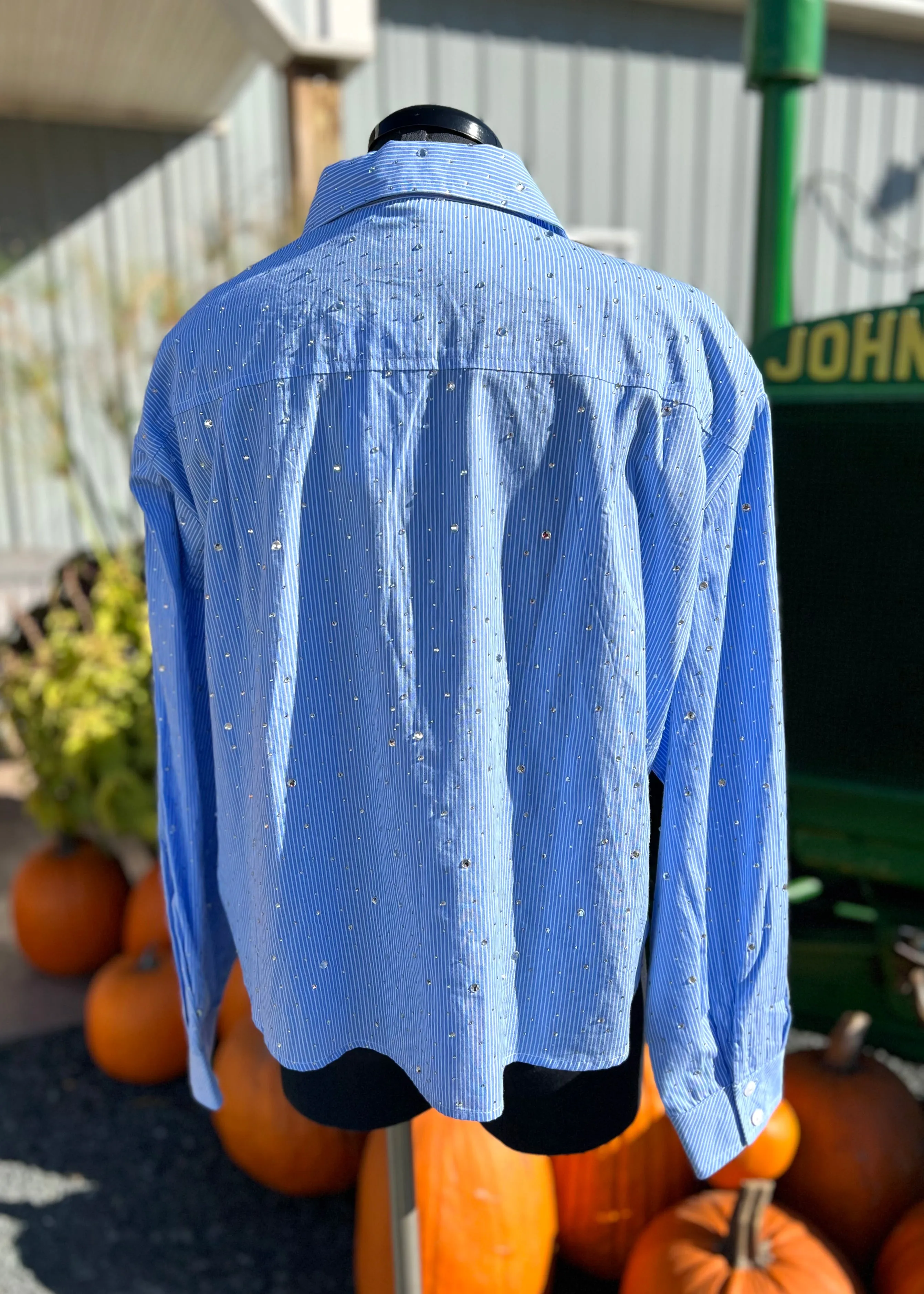 Blue Crystal Button Down Shirt