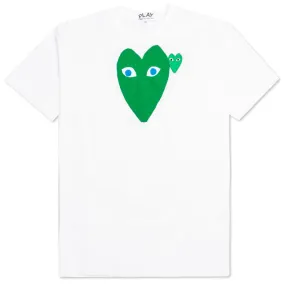 Blue Eyed Green Heart Tee - White