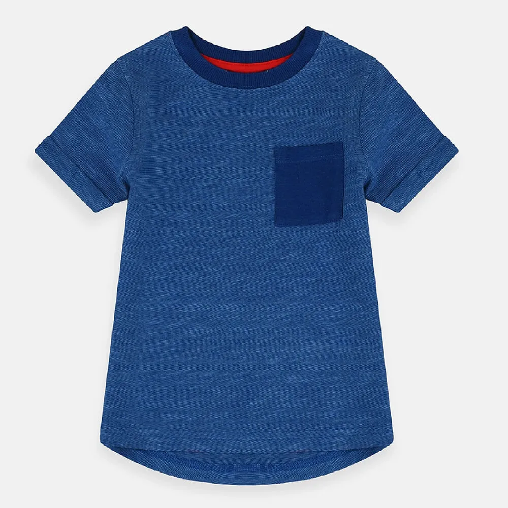 Blue Texture T-shirt with Blue Pocket 1022