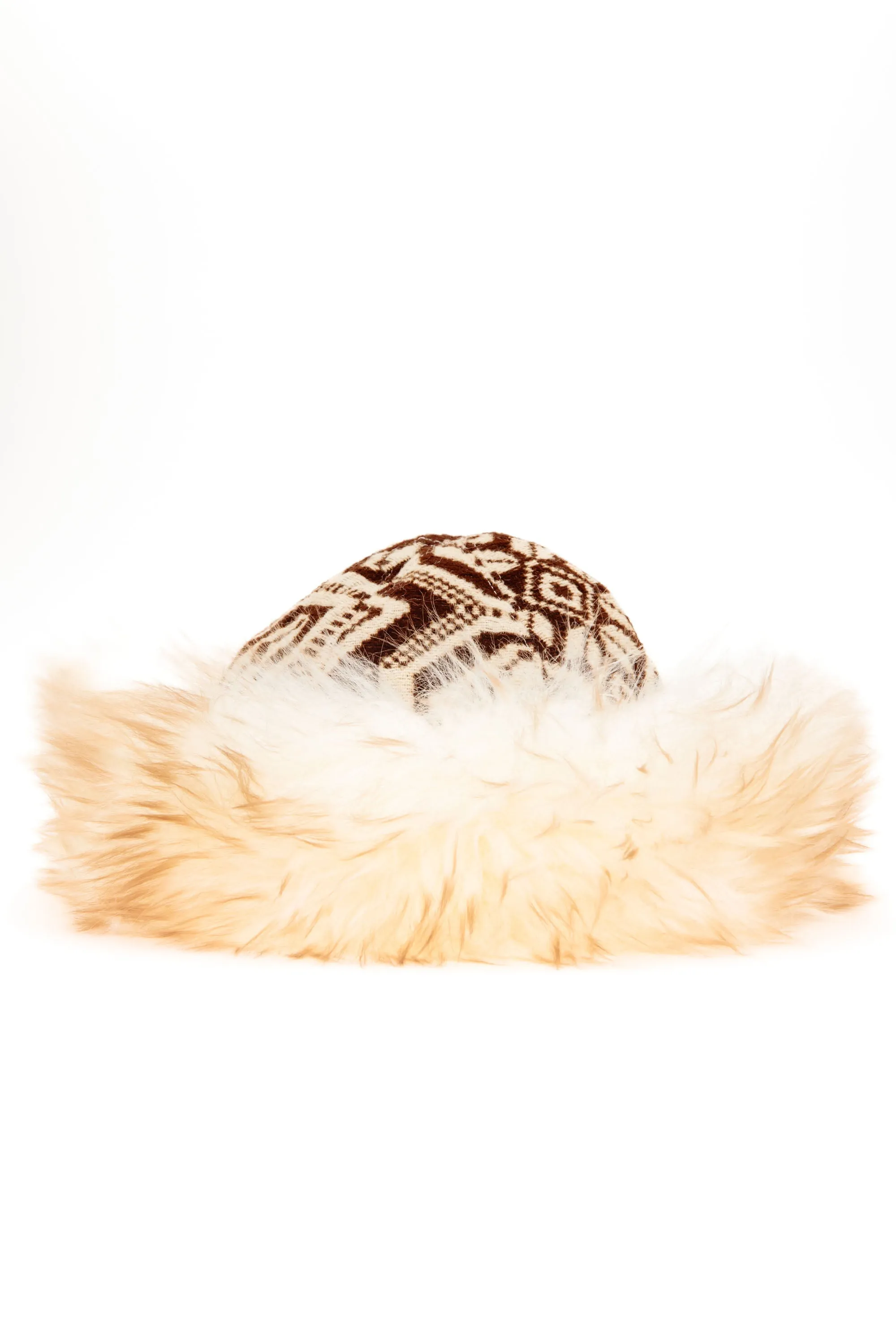 Brown Snowflake Shearling Hat