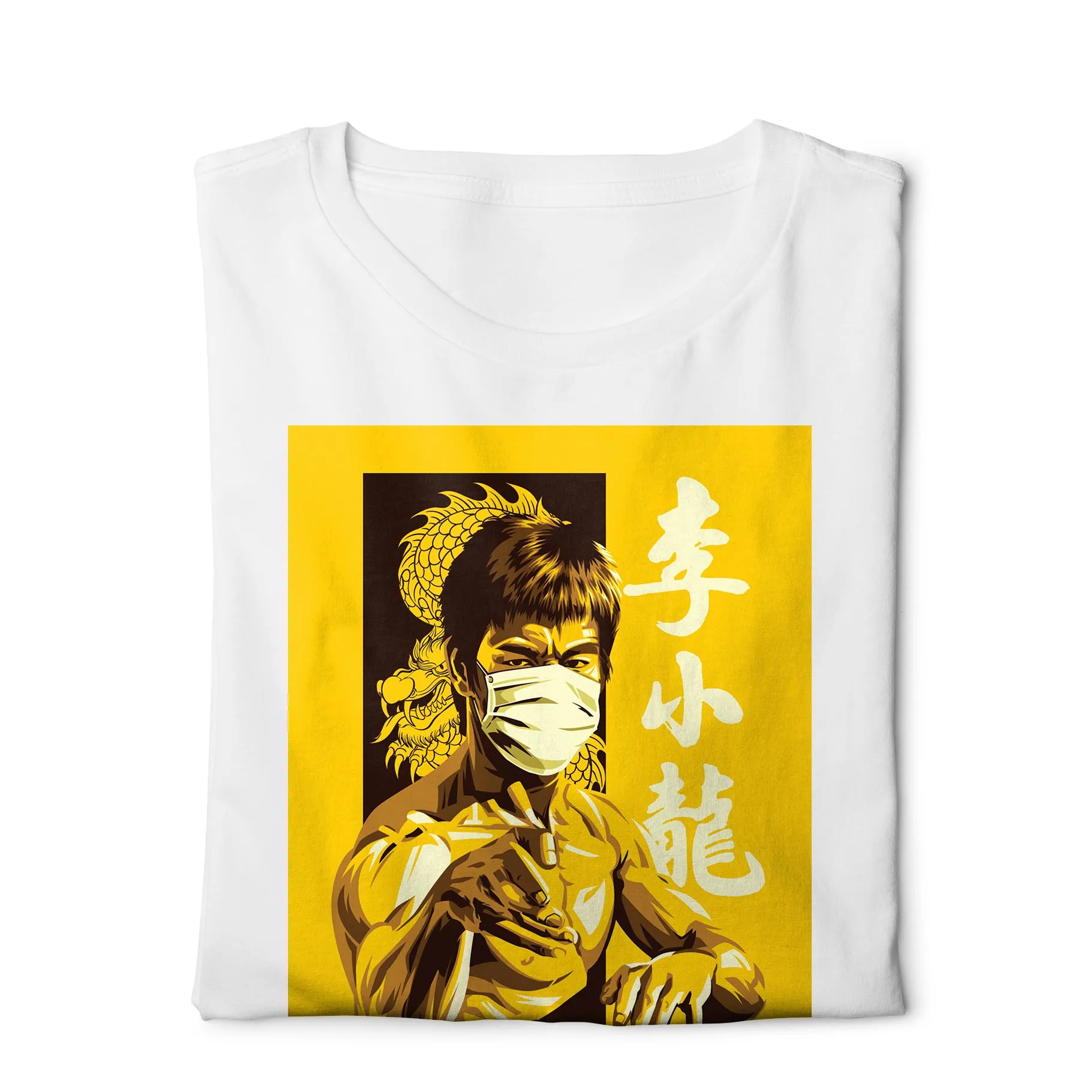 Bruce Lee Kung Flu - Digital Graphics Basic T-shirt White