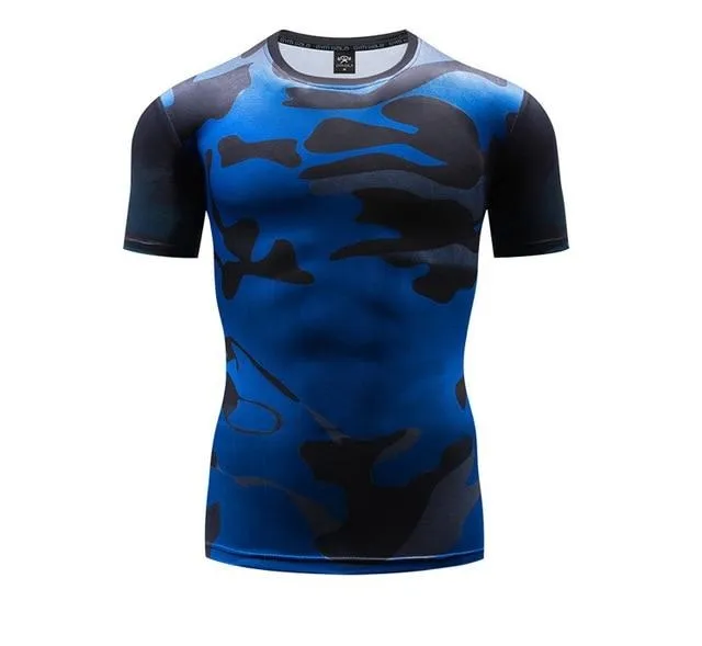 Camouflage Compression 'Liquid | Blue' Short Sleeve Rashguard