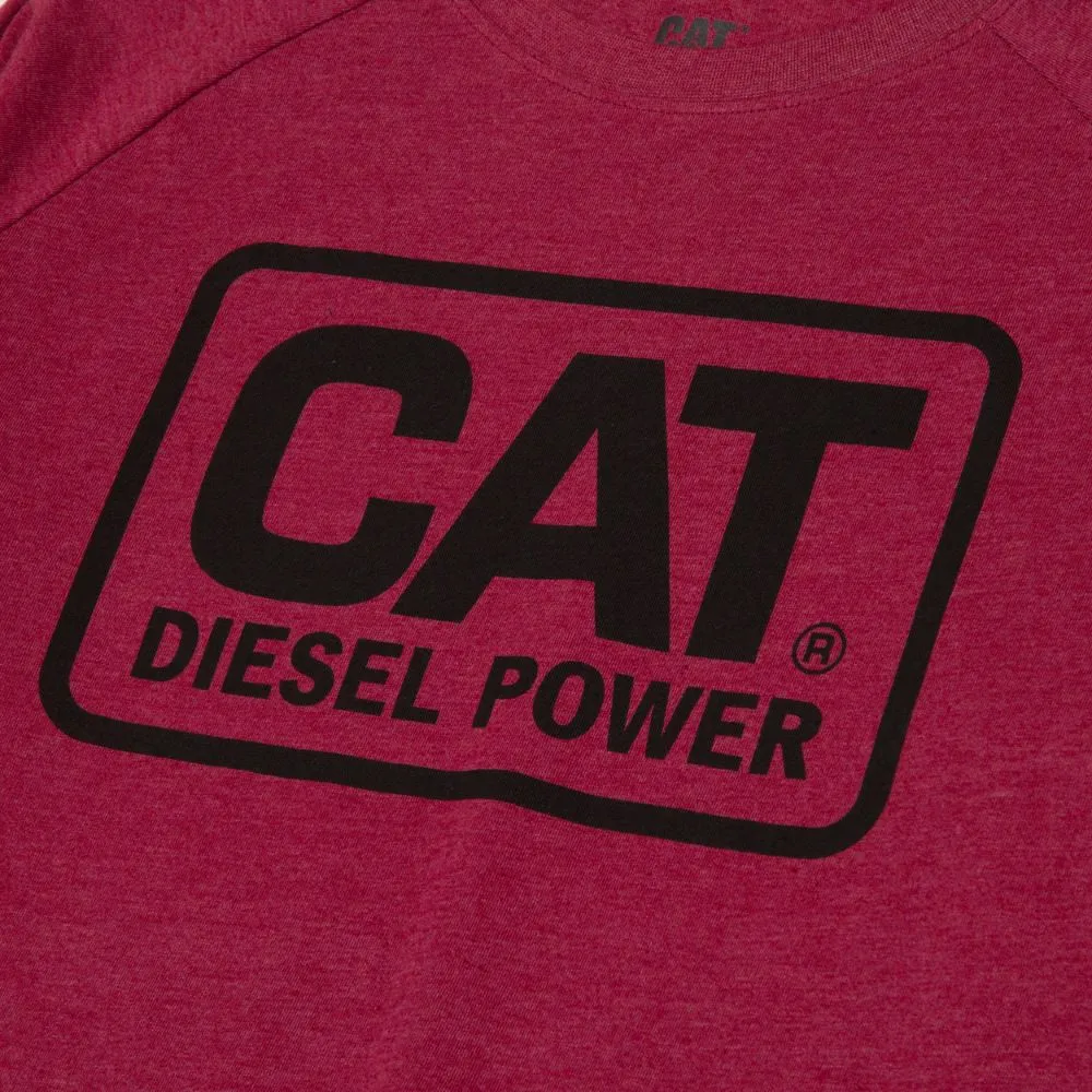 CAT Diesel Power Men's Long Sleeve Work T-Shirt 1010049 - Heather Red