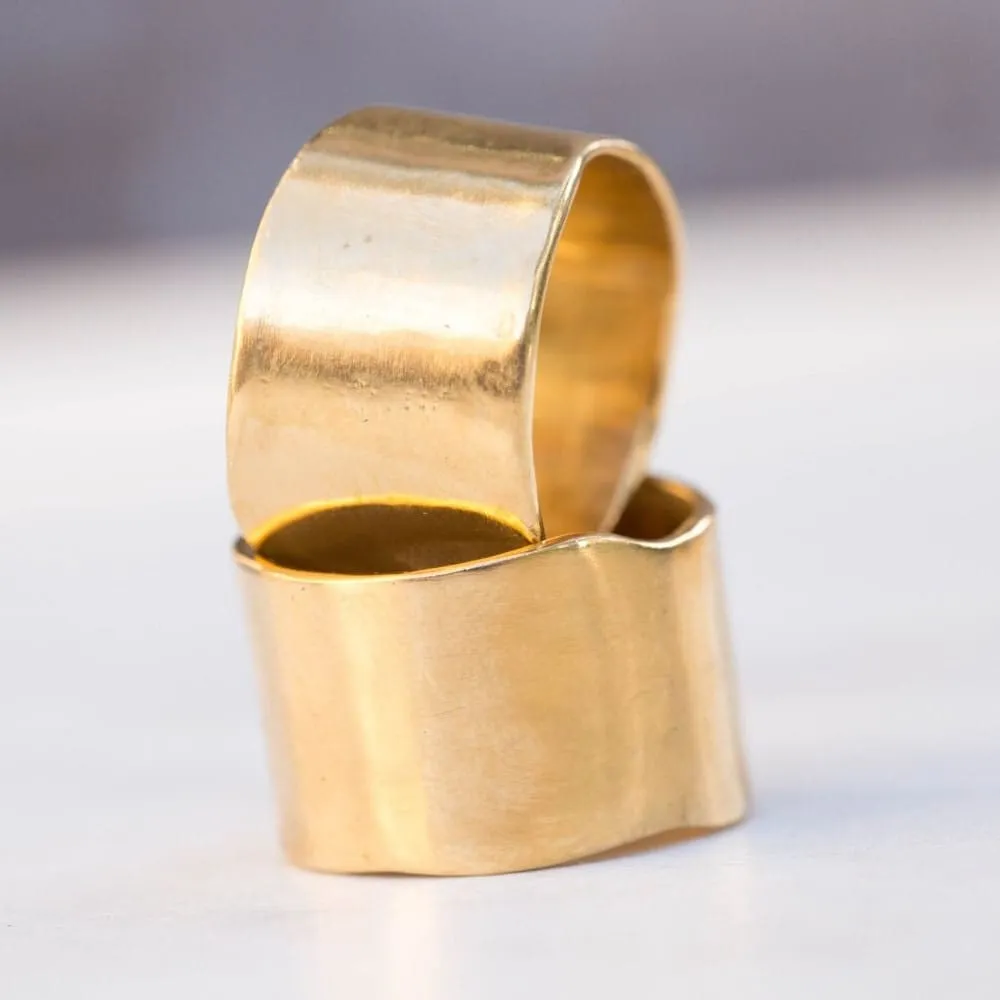 Cigar Band Wide Gold Ring