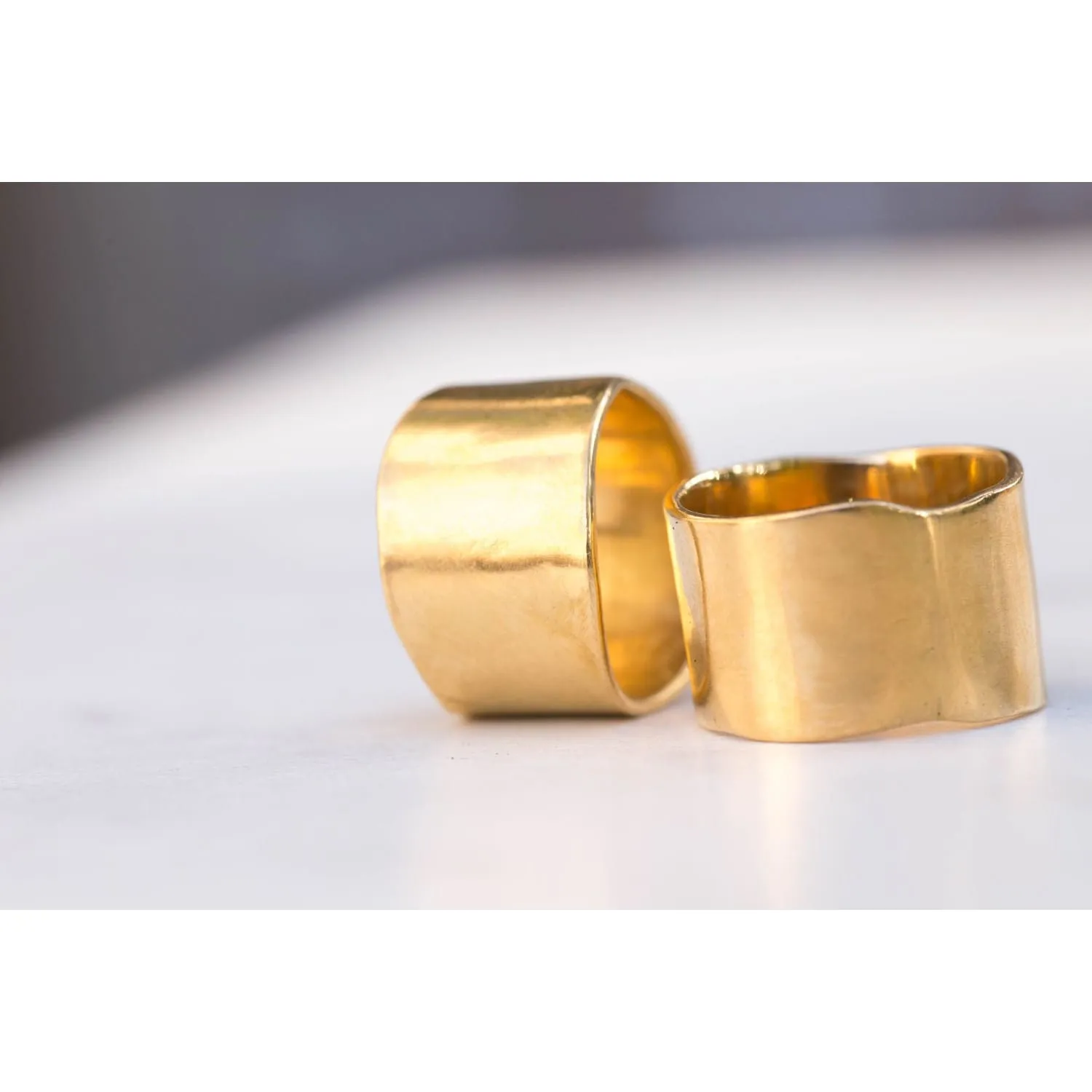 Cigar Band Wide Gold Ring