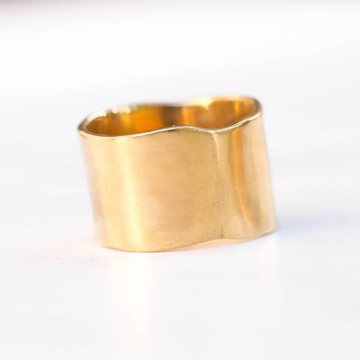 Cigar Band Wide Gold Ring