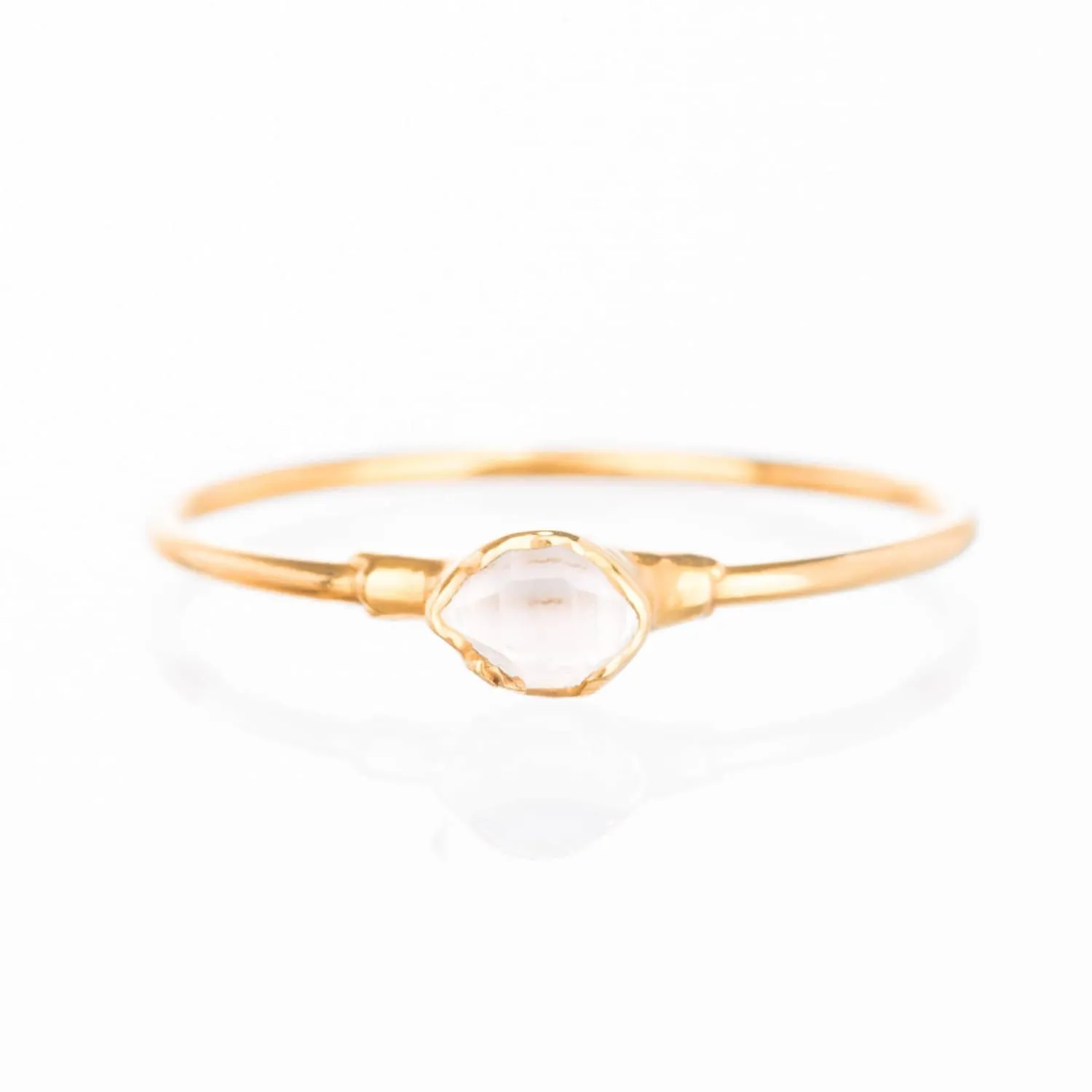 Dainty Raw Herkimer Diamond Ring in Yellow Gold