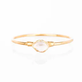 Dainty Raw Herkimer Diamond Ring in Yellow Gold