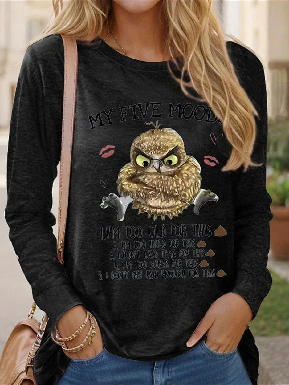 Graphic Letter Print Long Sleeve Women's T-Shirt