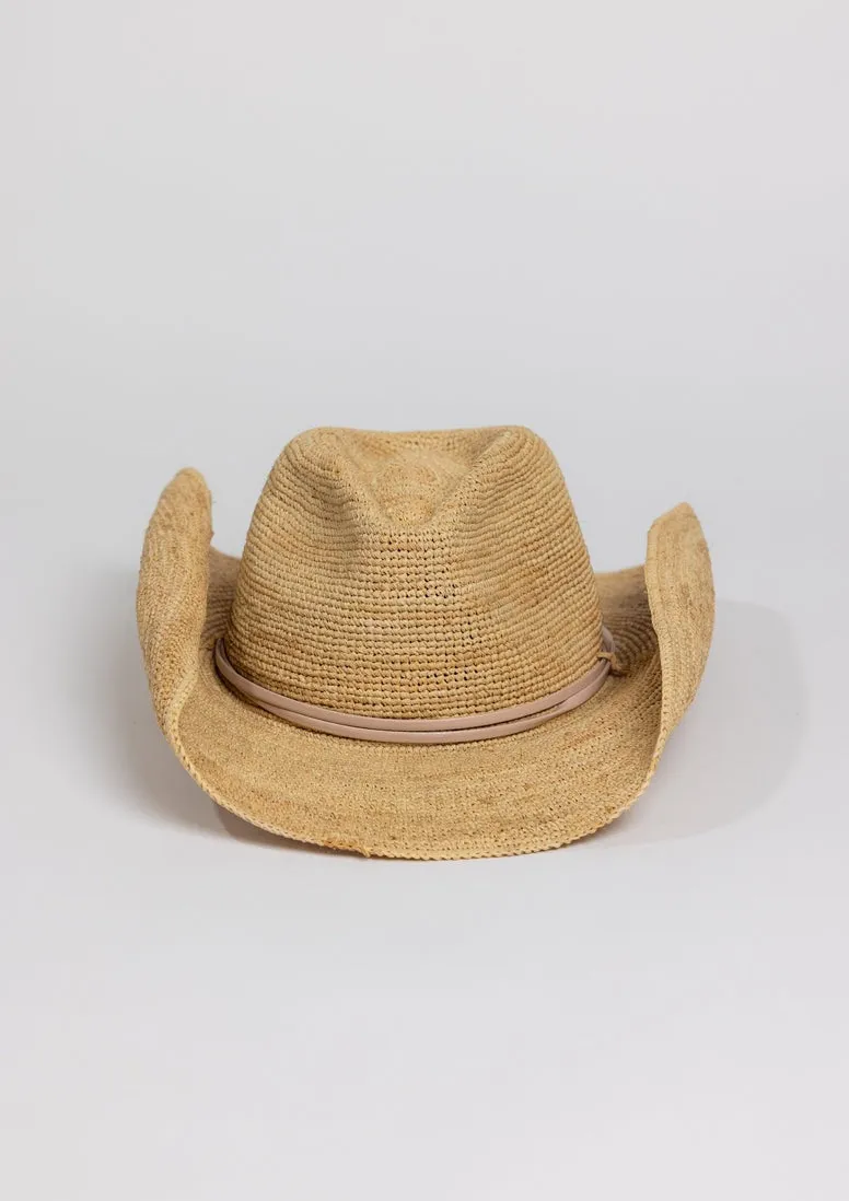 Hat Attack Raffia Crochet Cowboy Hat-Natural