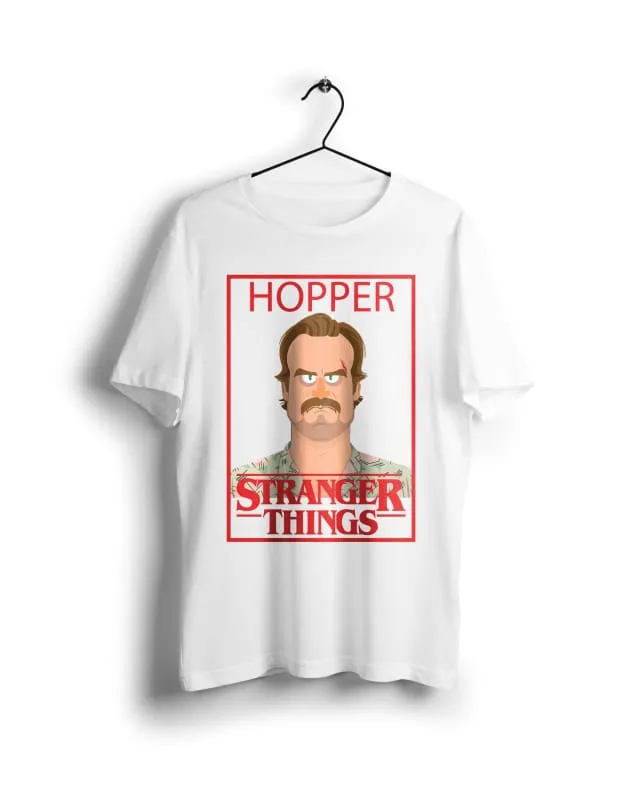 Hopper Stranger Things - Digital Graphics Basic T-shirt White