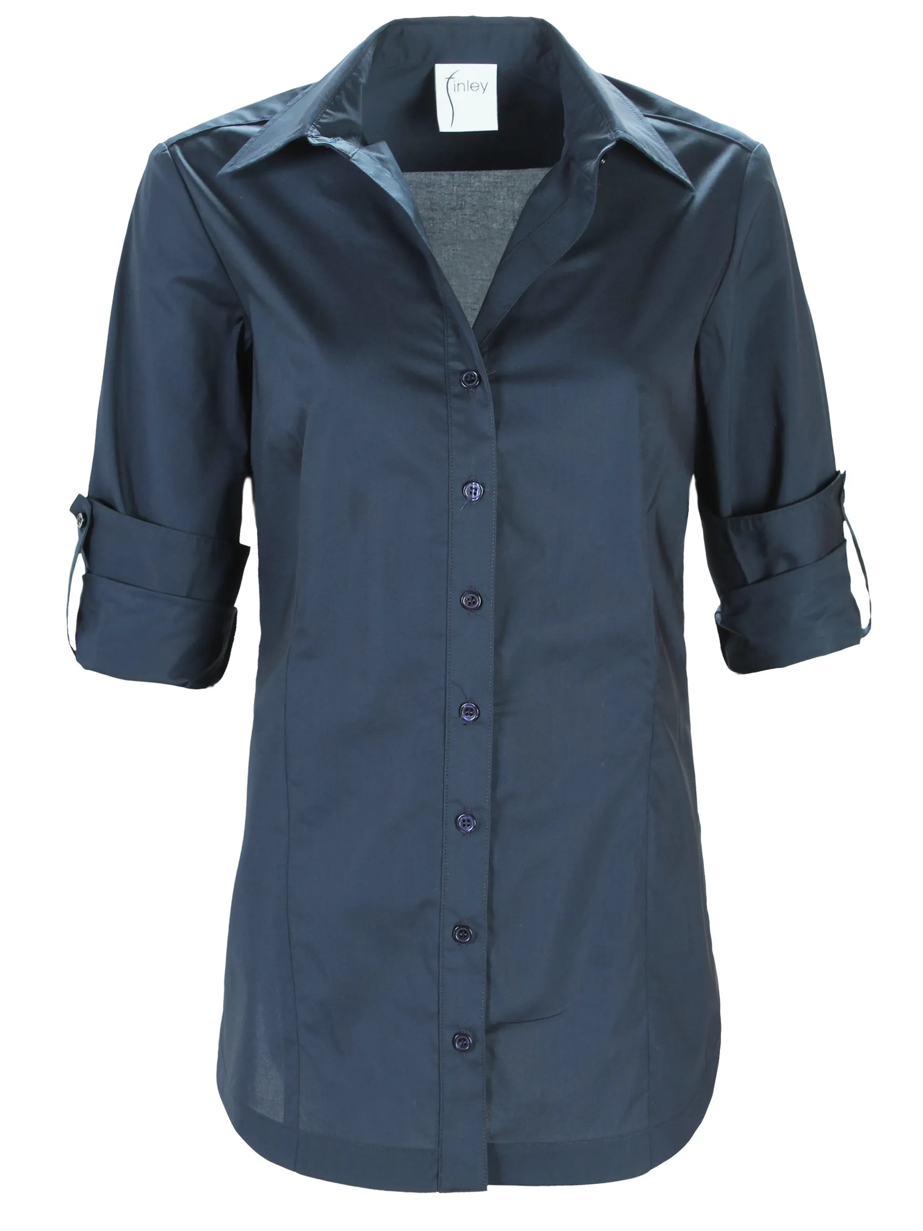 Joey Shirt Navy Blue Silky Poplin