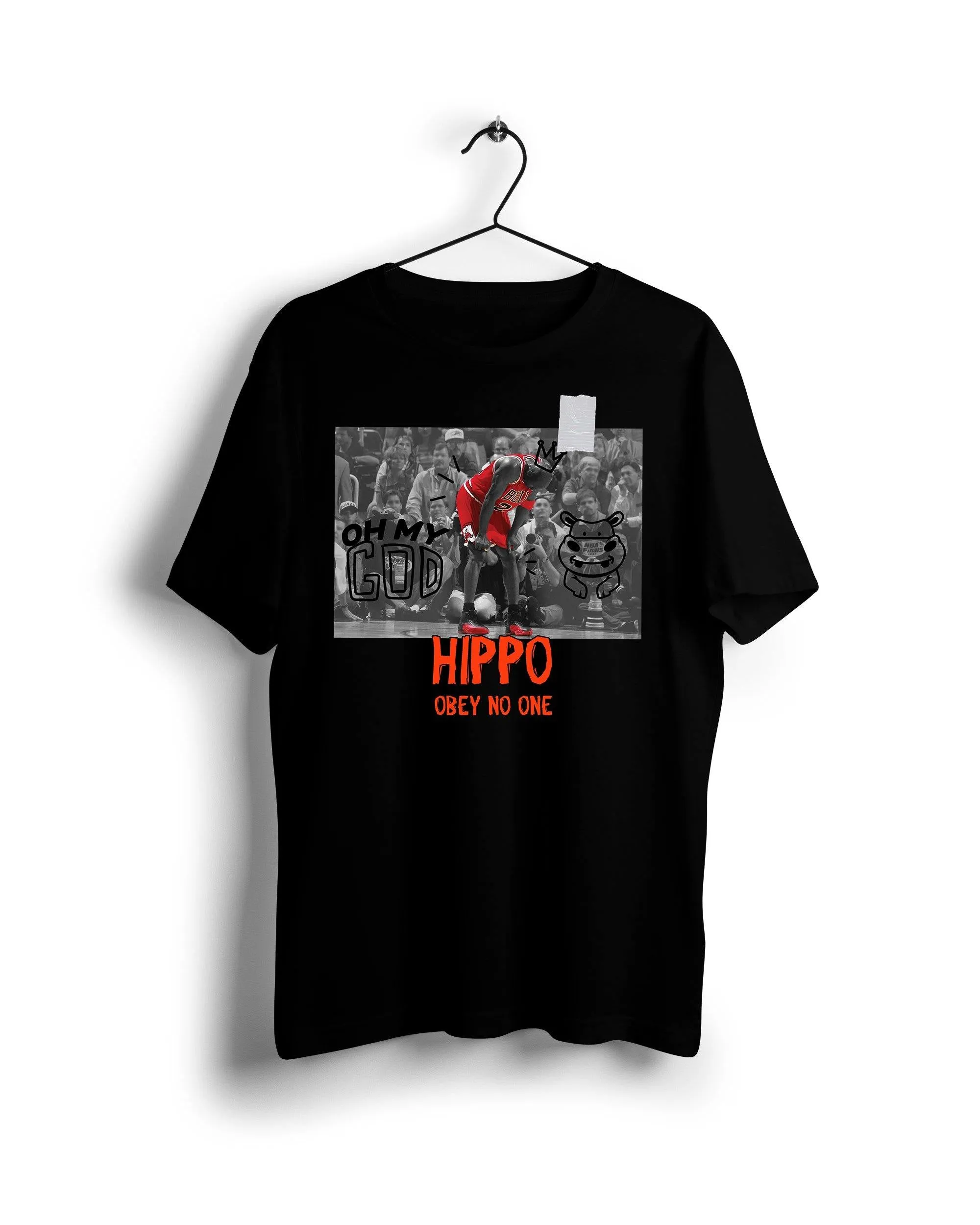 Jordan Hippo Throwback - Digital Graphics Basic T-shirt Black