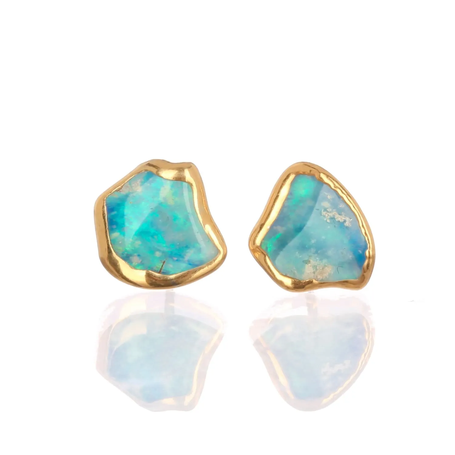 Large Raw Australian Opal Stud Earrings