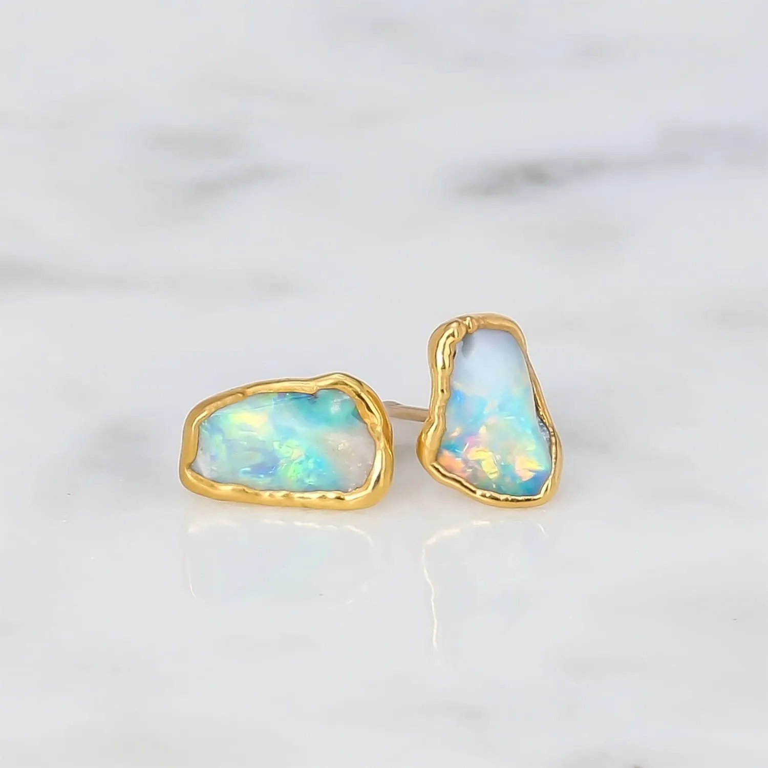 Large Raw Australian Opal Stud Earrings