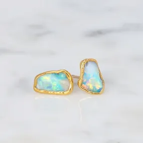 Large Raw Australian Opal Stud Earrings