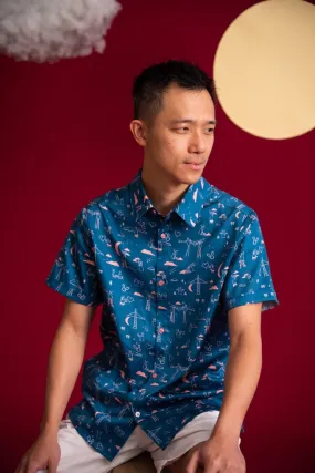 Men's Shirt - Blue Nightfall Bunnies