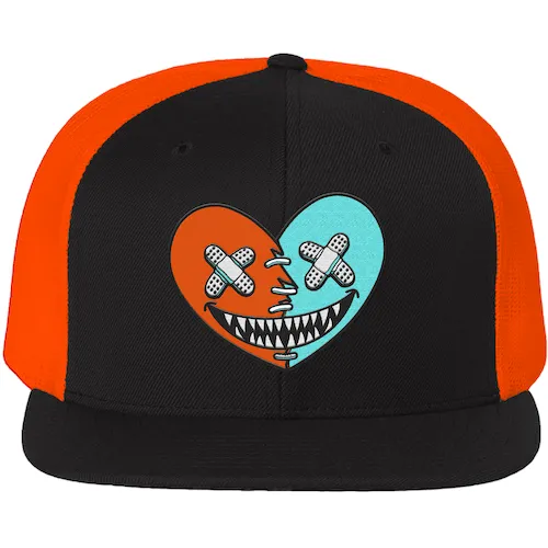 Miami Dolphin Dunks Flat Brim Trucker Hat - MIAMI HEART BAWS