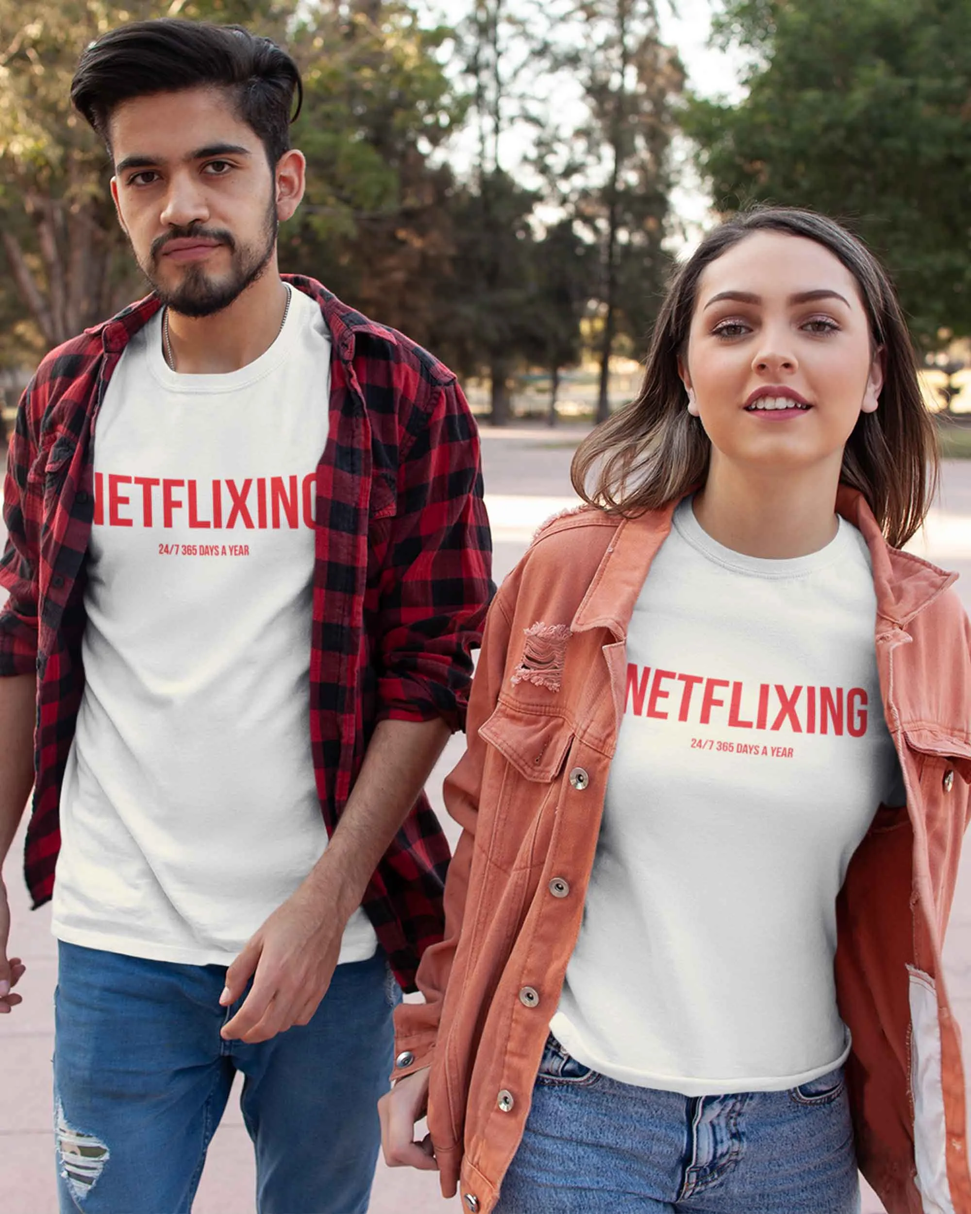 Netflixing - Digital Graphics Basic T-shirt White