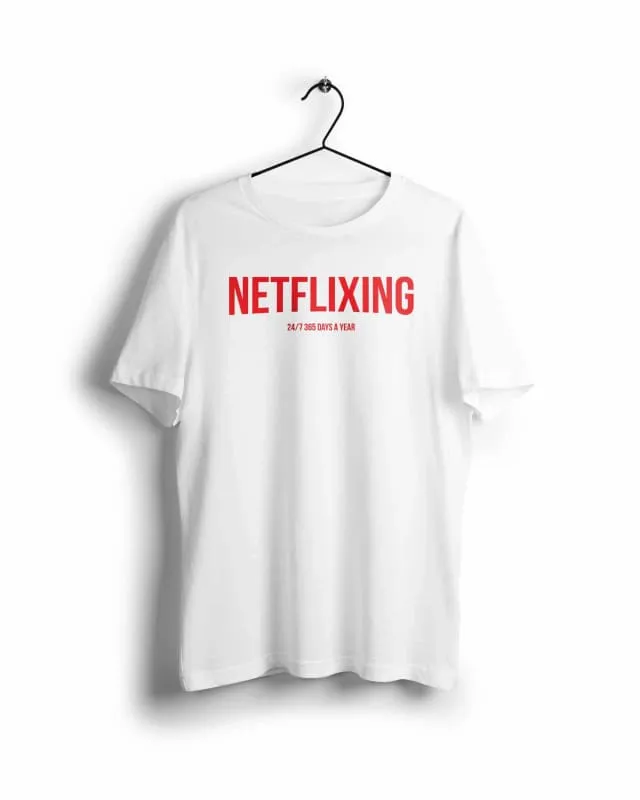 Netflixing - Digital Graphics Basic T-shirt White