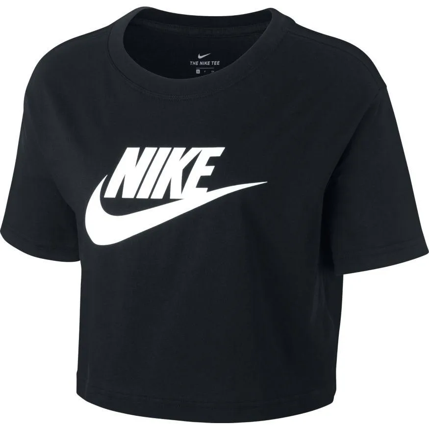 NIKE WOMEN'S SPORTSWEAR ESSENTIAL BLACK CROPPED TEE