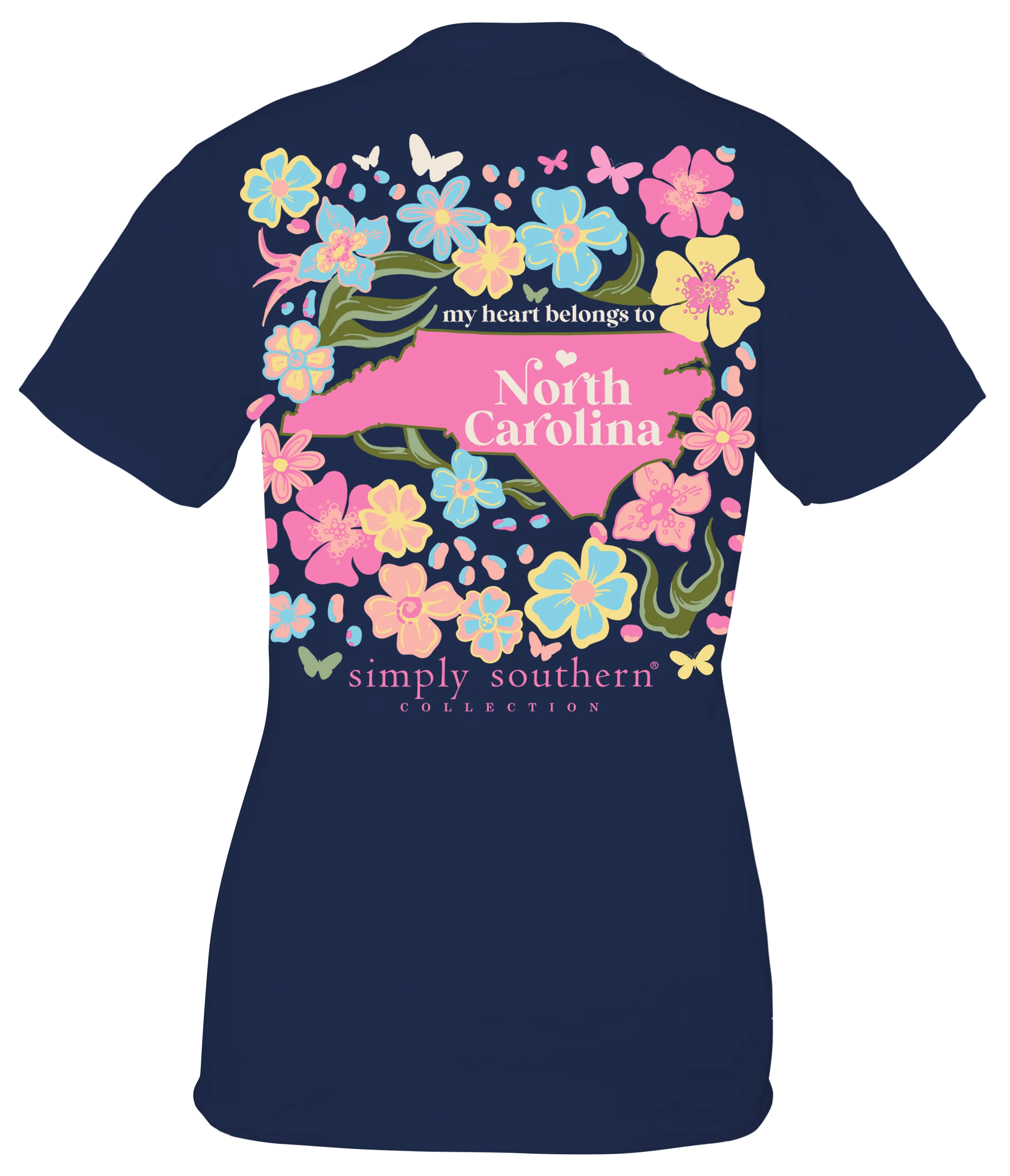 North Carolina Blooms Navy Blue Tee by Simply Southern