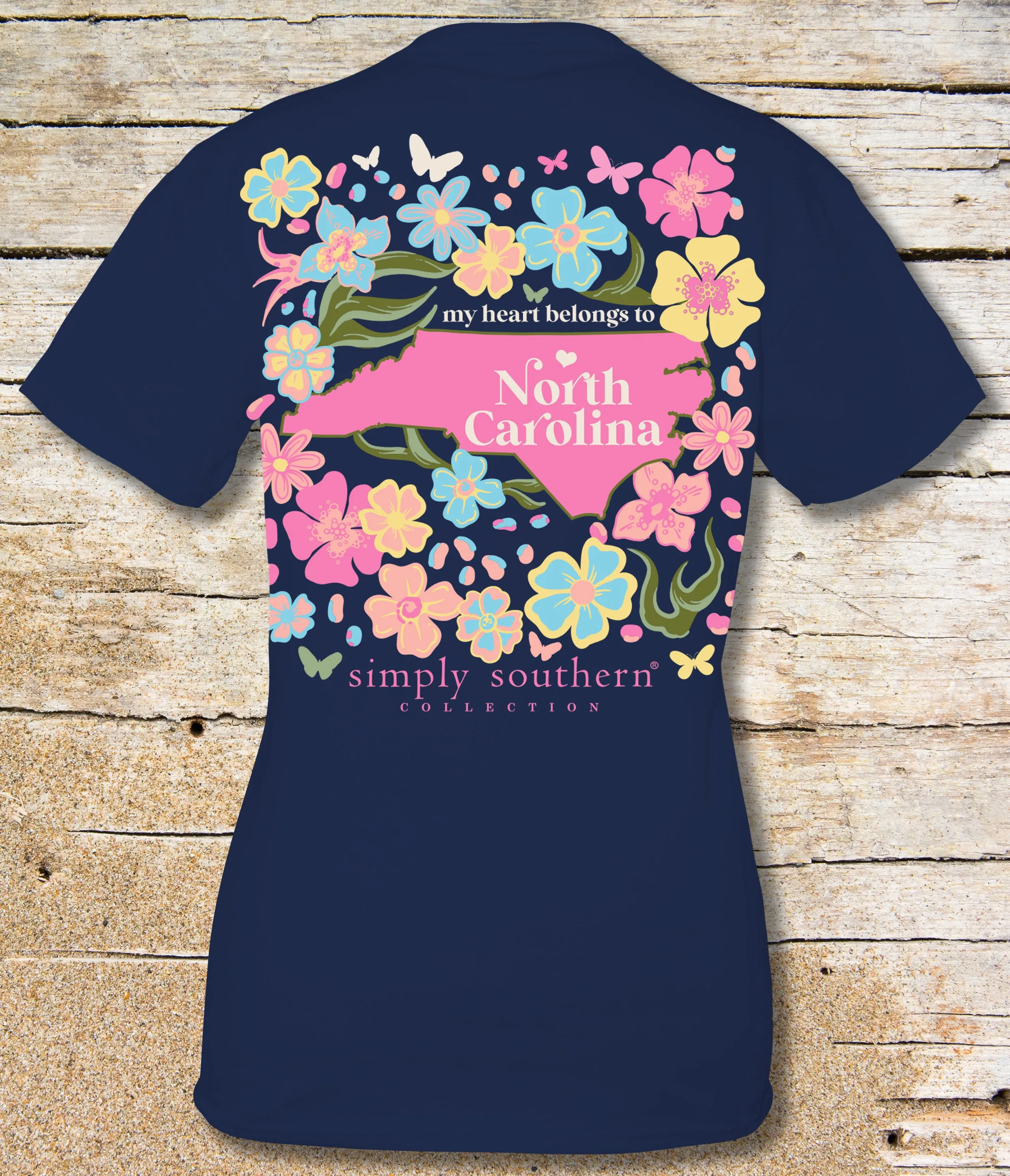 North Carolina Blooms Navy Blue Tee by Simply Southern