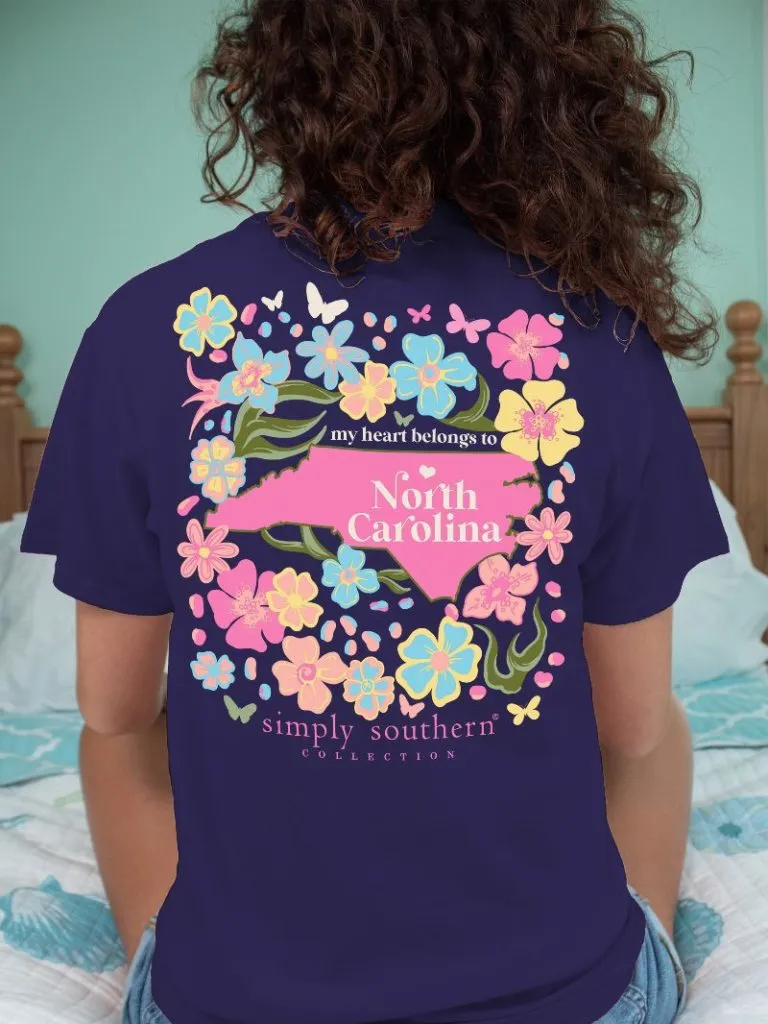 North Carolina Blooms Navy Blue Tee by Simply Southern