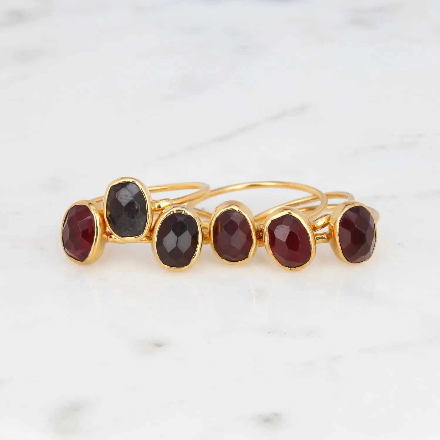 Oval Rosecut Raw Garnet Ring, Raw Garnet Jewelry, Minimalist Dainty