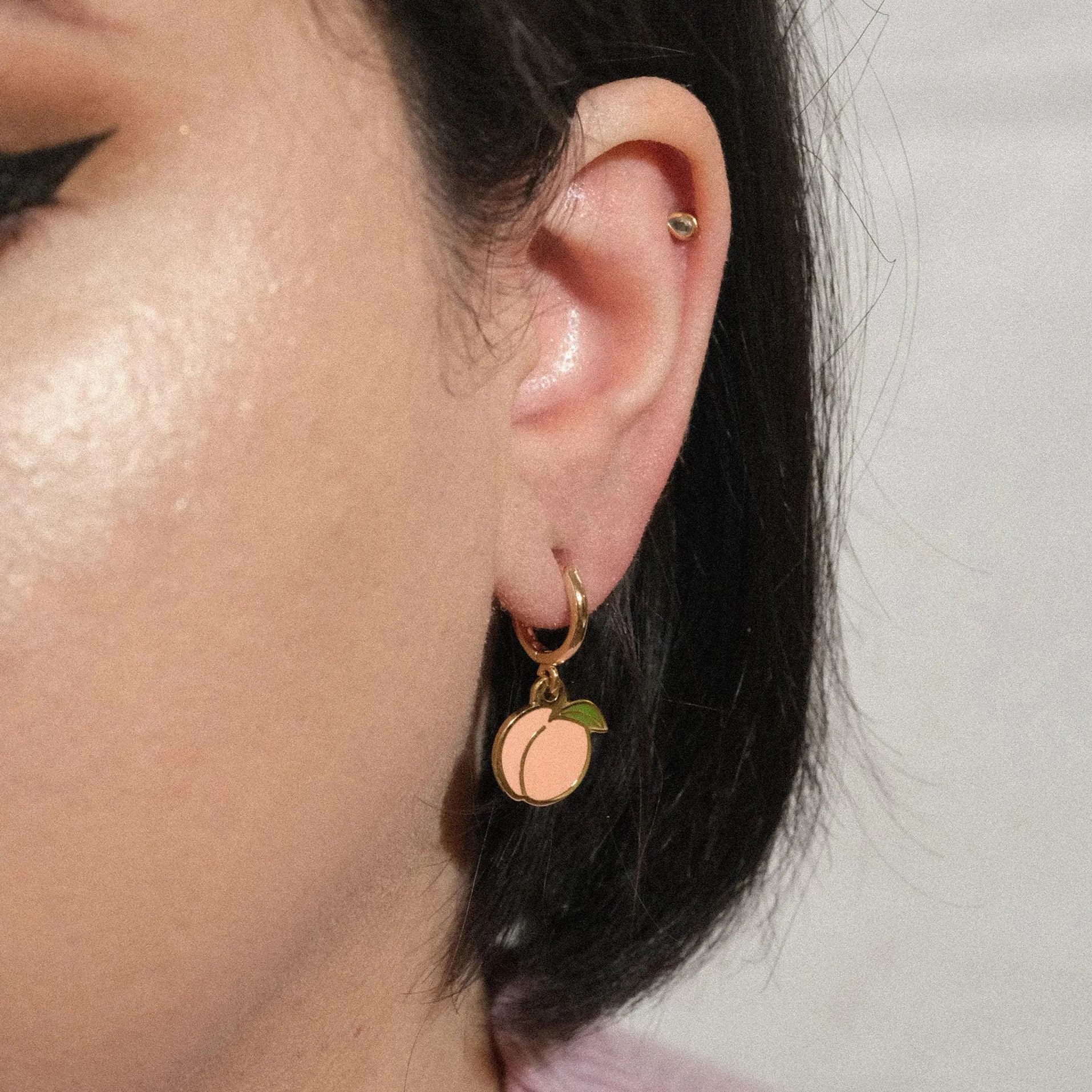 Peach Booty Huggie Hoop Earrings