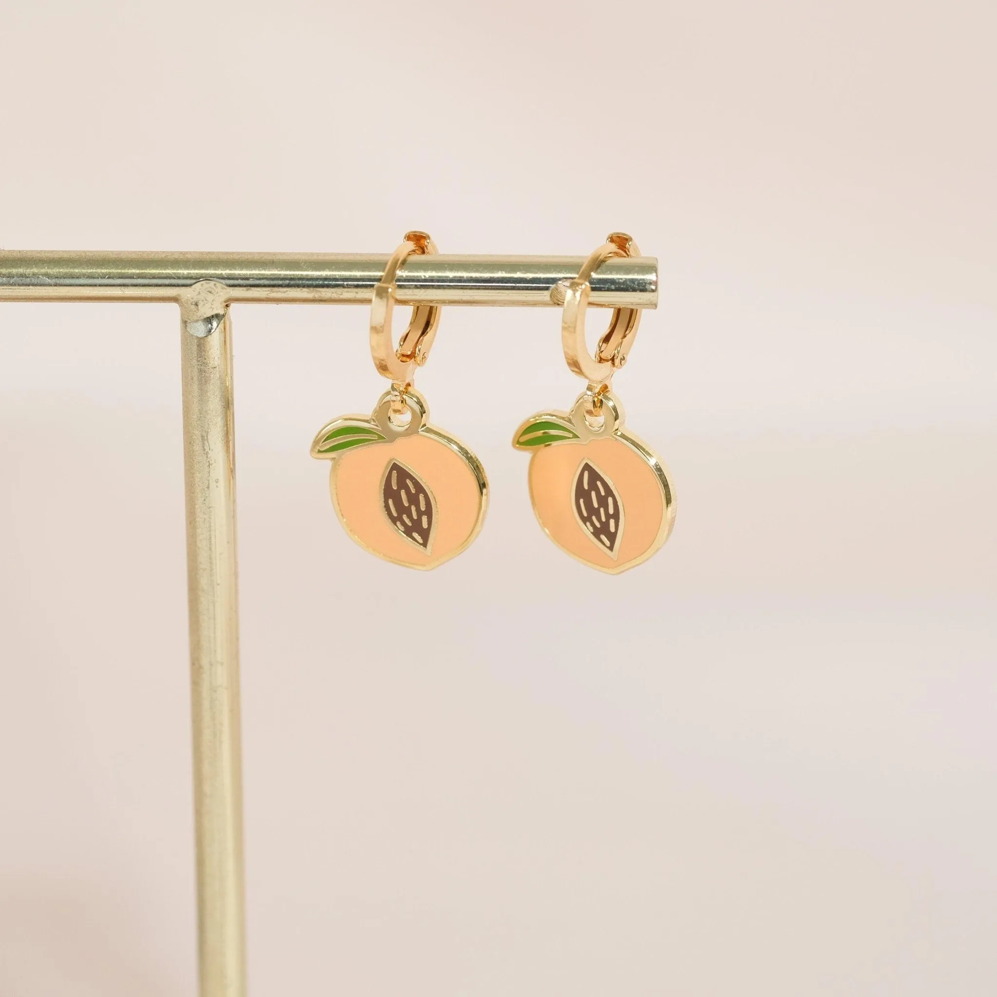 Peach Pit Huggie Hoop Earrings