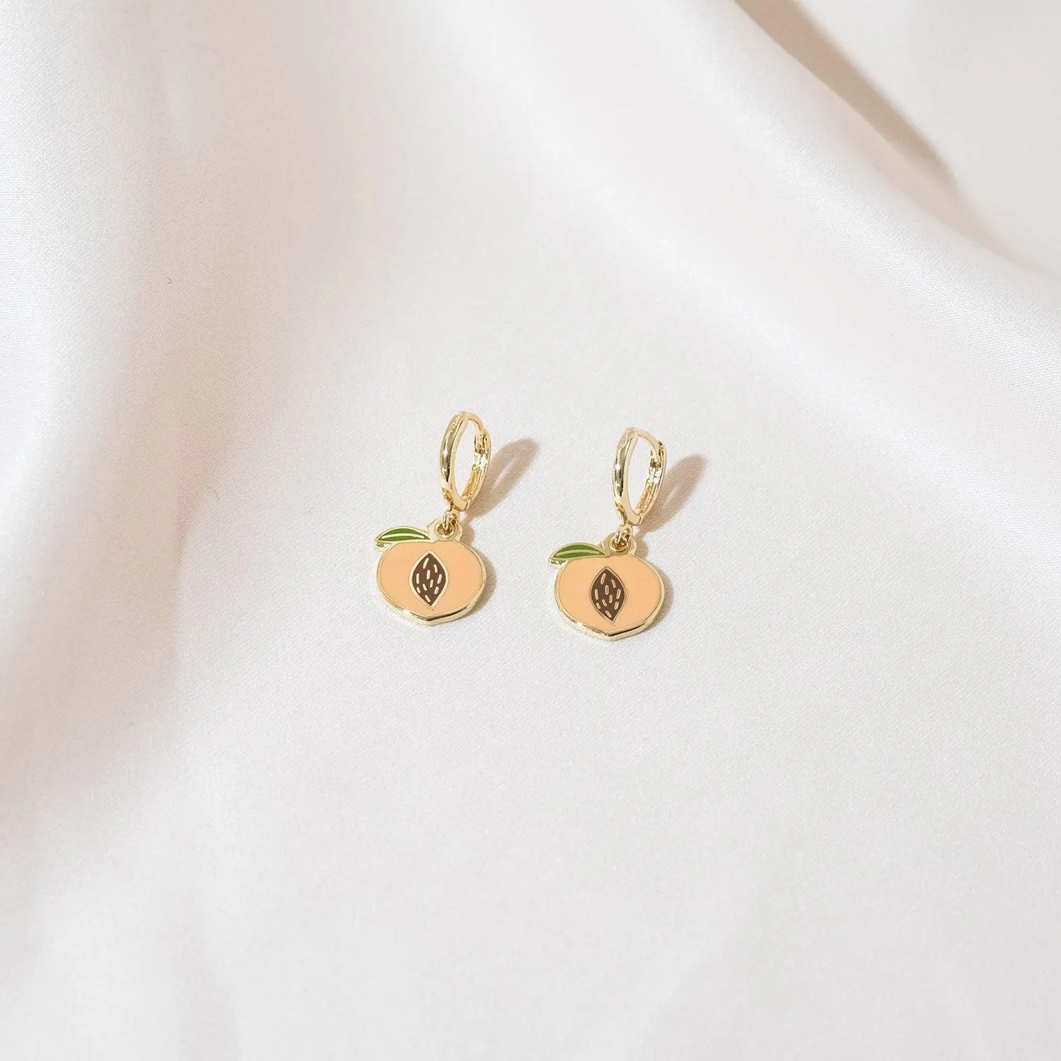 Peach Pit Huggie Hoop Earrings